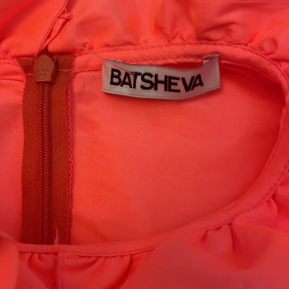 Batsheva Neon Pink Mini Long Sleeve Dress Size 6 Retails $400 - Picture 5 of 7
